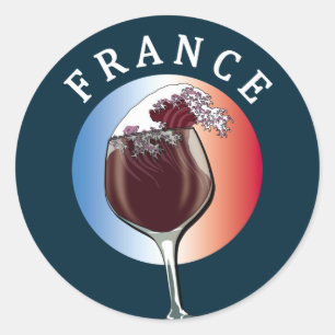 Glas Franse wijn - Frankrijk Ronde Sticker