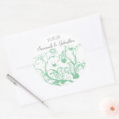 Glas Groene Liefde Vogel Swirls Bruiloft Stickers (Envelop)