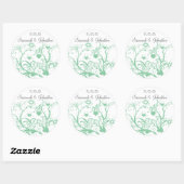 Glas Groene Liefde Vogel Swirls Bruiloft Stickers (Vel)