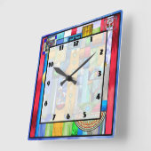 Glas in lood 1 vierkante klok (Hoek)