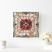 Glas in lood 2 vierkante klok (Huis)