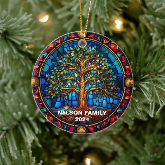 Glas in lood aangepaste kerst ornament (Boom)