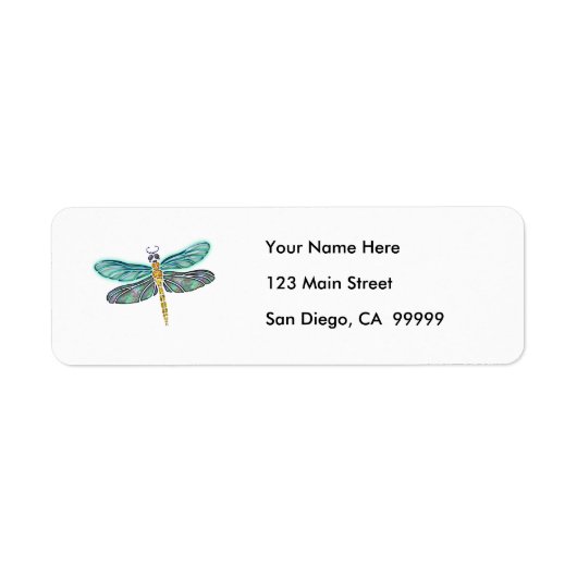 Glas in lood & Abalone Shell Dragonfly Etiket (Voorkant)