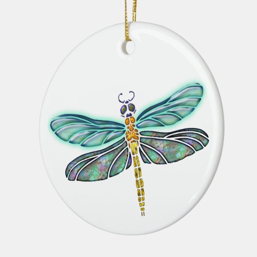 Glas in lood & Abalone Shell Dragonfly Keramisch Ornament (Links)