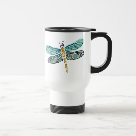 Glas in lood & Abalone Shell Dragonfly Reisbeker (Rechts)