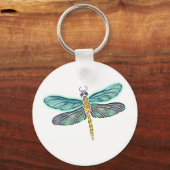 Glas in lood & Abalone Shell Dragonfly Sleutelhanger (Voorkant)