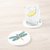 Glas in lood & Abalone Shell Dragonfly Zandsteen Onderzetter (Zijkant)