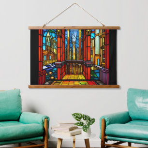 Glas-in-lood Abdij Digitale Kunst Hangend Wandkleed