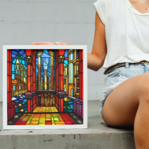 Glas-in-lood Abdij Digitale Kunst Poster