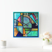 GLAS IN LOOD ABSTRACT 1 VIERKANTE KLOK (Huis)