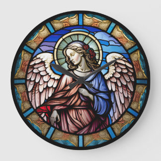 Glas in lood Angel Design Clock Grote Klok
