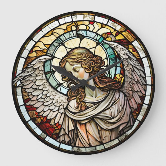 Glas in lood Angel Design Clock Grote Klok (Voorkant)