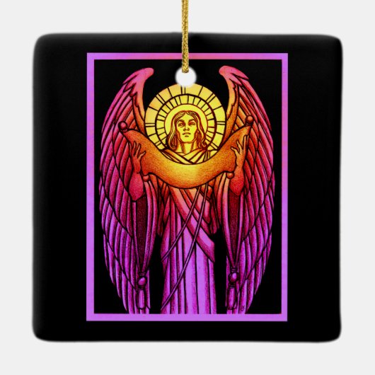 Glas in lood Angel Keramisch Ornament (Achterkant)