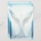 Glas in lood Angel Monogram Stationery Briefpapier (Voorkant / Achterkant)