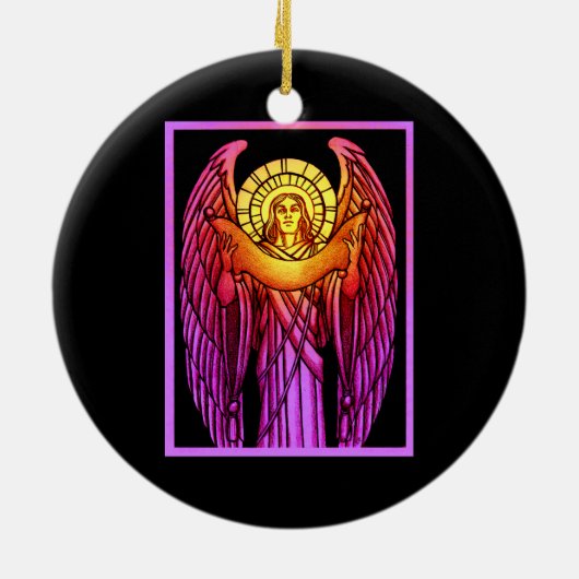 Glas in lood Angel Round Ornament (Achterkant)