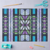Glas in lood Art Deco in blauw en Paarse kleuren Tissuepapier (Craft)