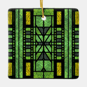 Glas-in-lood Art Deco in groen en goud Keramisch Ornament