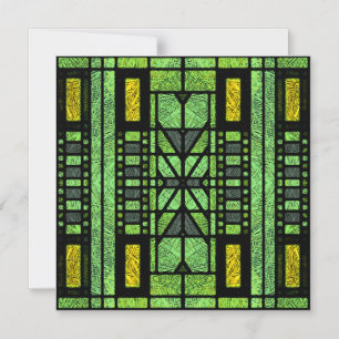 Glas-in-lood Art Deco in groen en goud Magnetische Uitnodiging