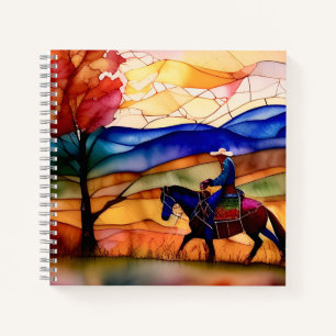 Glas in lood Art Design Cowboy Trail Ride Notitieboek