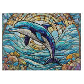 Glas in lood art dolfijn snijplank (Voorkant)