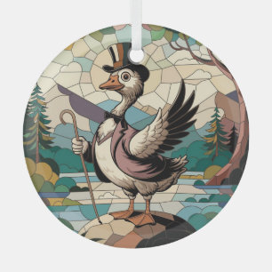 Glas in lood Art, Gekke Gans Glas in lood Ornament