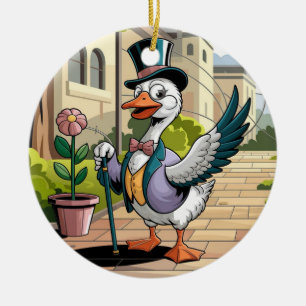 Glas in lood Art, Gekke Goose Glas in lood Ceram Keramisch Ornament