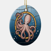 Glas in lood Art, Glas in lood Octopus Keramisch Ornament (Rechts)