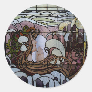 Glas in lood Art Nouveau Zee Scene Ronde Sticker