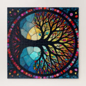 Glas in lood Art, Tree of Life Glas in lood Legpuzzel (Horizontaal)