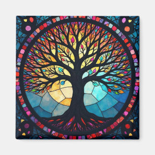 Glas in lood Art, Tree of Life Glas in lood Magneet