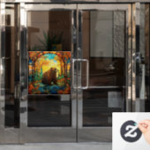 Glas in lood Beer Venster Cling Raamsticker (Kantoordeur)