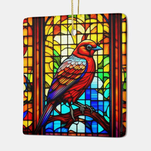 Glas in lood Bird gepersonaliseerde kerst Keramisch Ornament (Links)