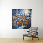 Glas in lood Blauw Kerstmis Tapestry Wandkleed (In situ)