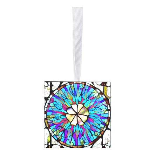 Glas in lood bloem-kubusversiering kubus ornament (Rechts)