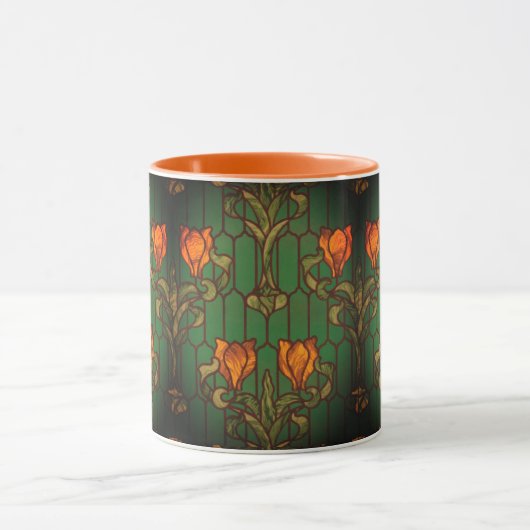 Glas in lood bloemen elegant mok (Midden)