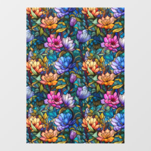 Glas in lood Bloemen Naadloze Patroon Venster Clin Raamsticker
