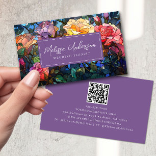 Glas in lood Bloemen Rozen QR Code Visitekaartje