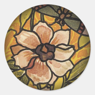 Glas in lood bloemsticker ronde sticker