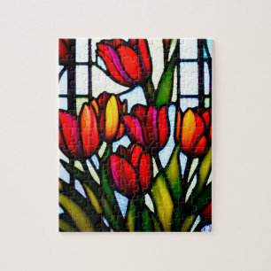 Glas in lood Blooms: Leadlight Tulpen in kleur Legpuzzel