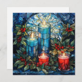 Glas in lood Blue Christmas Kaart (Voorkant / Achterkant)