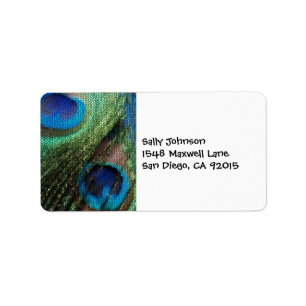 Glas in lood Blue Peacock Adresetiketten Etiket