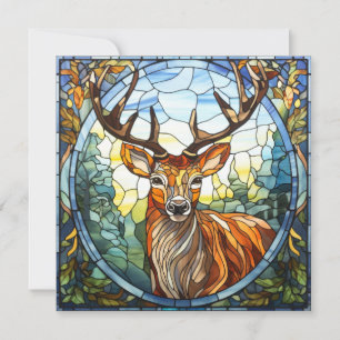 Glas in lood Bos Vriend Stag Herten Kaart