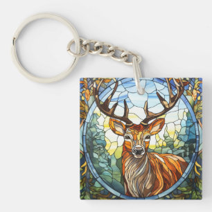 Glas in lood Bos Vrienden Stag Herten Sleutelhanger