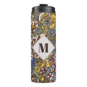 Glas in lood Botanisch Floraal Monogram Thermosbeker