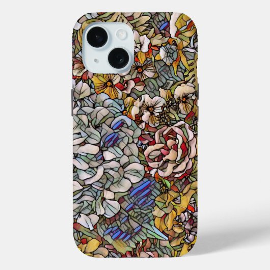 Glas in lood Botanische Bloemen Case-Mate iPhone Case (Achterkant)
