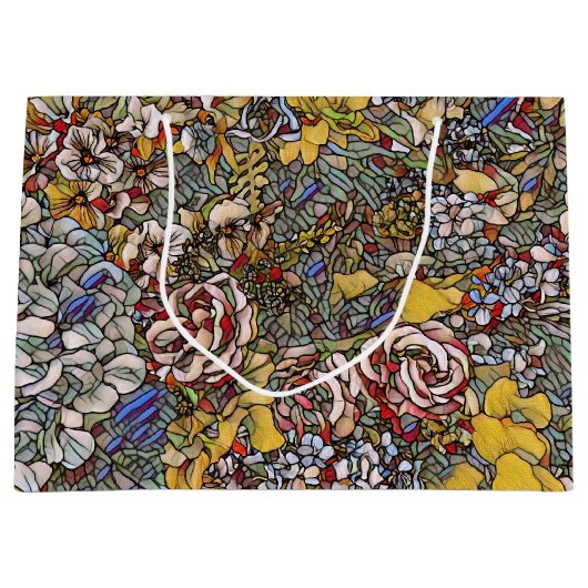 Glas in lood Botanische Bloemen Groot Cadeauzakje (Voorkant)