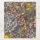 Glas in lood Botanische Bloemen Wijn Etiket (Enkel label)