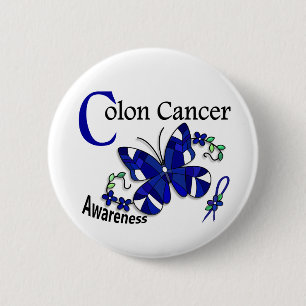 Glas in lood Butterfly 2 Colon Cancer Ronde Button 5,7 Cm