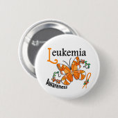 Glas in lood Butterfly 2 Leukemie Ronde Button 5,7 Cm (Voorkant /achterkant)