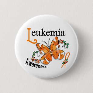 Glas in lood Butterfly 2 Leukemie Ronde Button 5,7 Cm